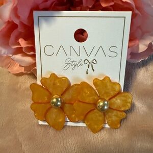 Exotic Statement Flower Earrings Studs by Canvas Style NWT